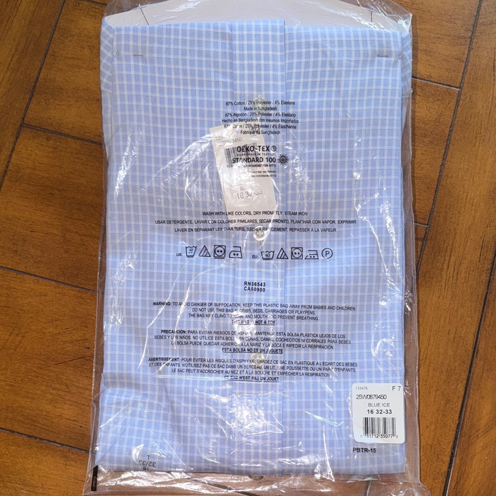 Chaps Light Blue Windowpane Performance Dress Shi… - image 4